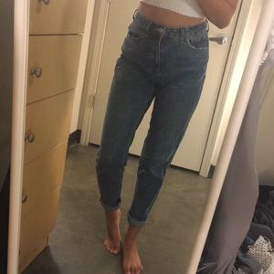 Topshop medium wash high waisted mom jeans